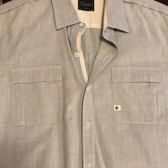 Metallic Grey/Blue 7 Diamonds Button Up Shirt - Picture 4 of 7